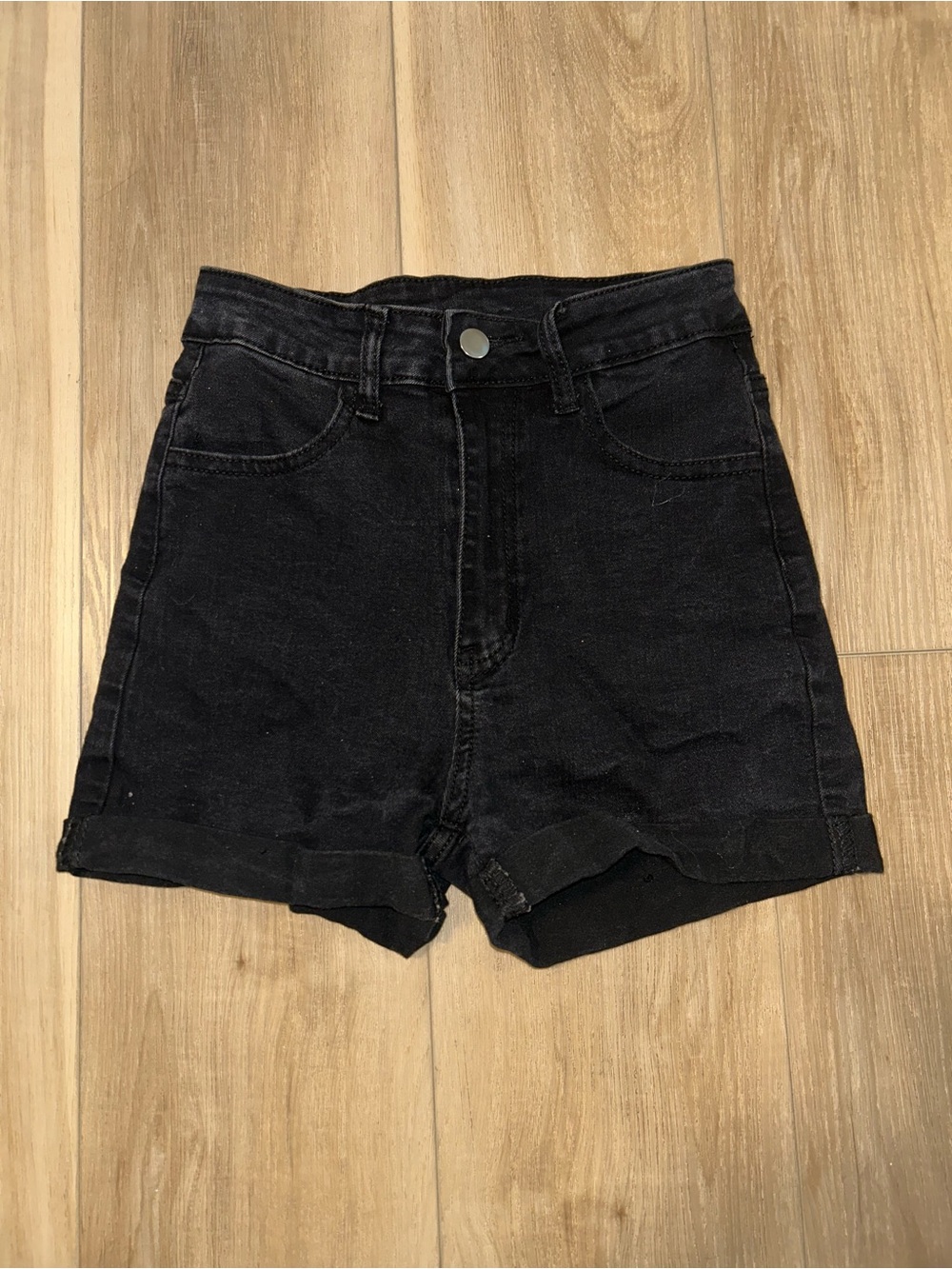 High-Waist Black Denim Women’s Shorts
